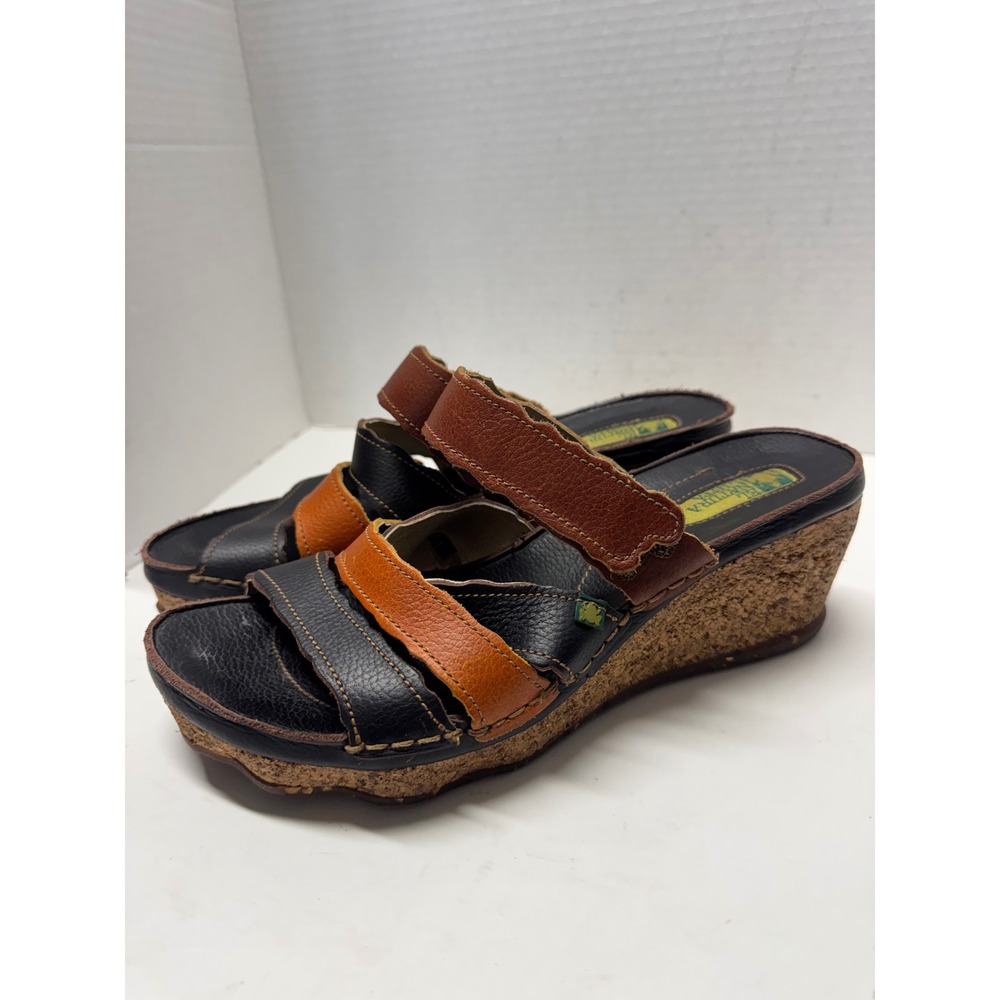 El Naturalista 402 Multi Color Leather Cork Wedge Sandals Spain Womens 41 10